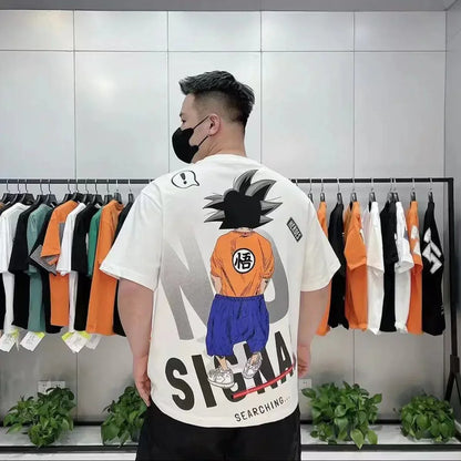 Son Goku T-shirt d'été à manches courtes en pur coton pour hommes tout en coton imprimé beau T-shirt ample et cool