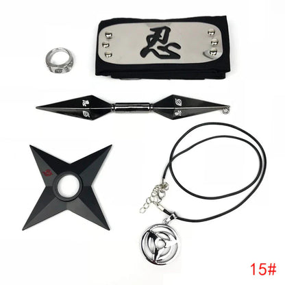 Sasuke 1:1 kovový kunai shuriken prsten čelenka náhrdelník oblek