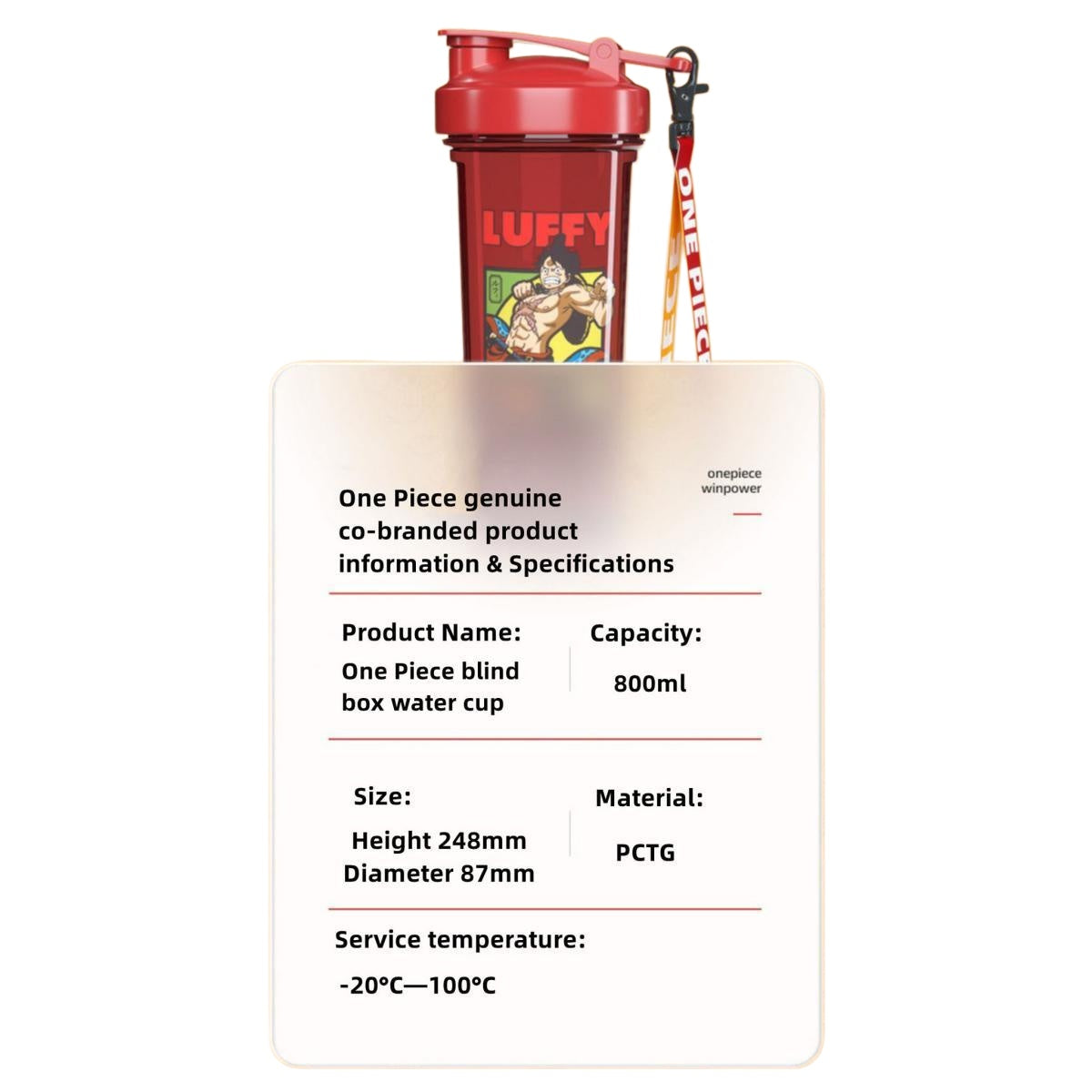 Botella coctelera con caja ciega de Luffy Zoro de One Piece, taza de agua de proteína de anime de 800 ml