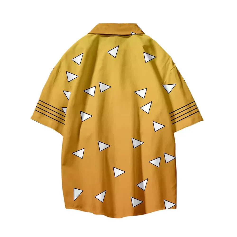 Tanjirou/Nezuko-Hemd Sommer neues lockeres Hemd COS-bedrucktes Hemd Jugend-Freizeittrend-All-Matching-Hemd