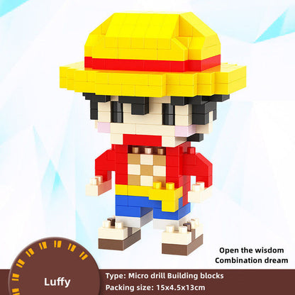 لعبة تجميع مكعبات بناء نموذج شخصية لوفي/زورو/سانجي