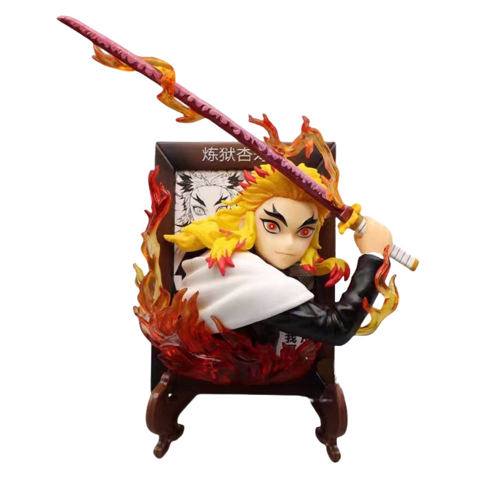 Demon Slayer Kyojuro Mitsuri Gyomei ramme buste figur, Anime Hashira fotoramme statue samleobjekt
