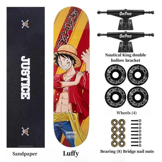 Skateboard professionnel à motif fin Luffy/Zoro (taille : 80 cm × 20 cm)