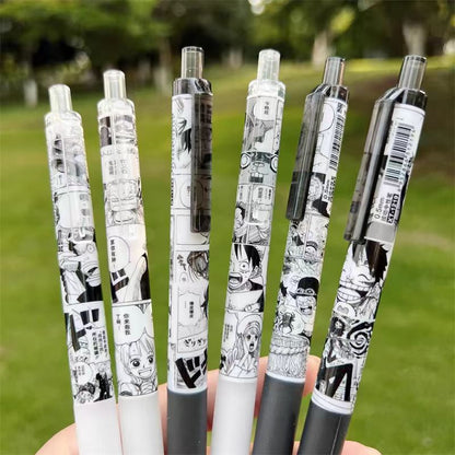Luffy/Zoro Tryk den neutrale pen seks stykker med 0,5 mm sort pen