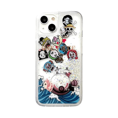 Luffy/Zoro/Ace iPhone Liquid Quicksand pouzdro pro zamezení kolize