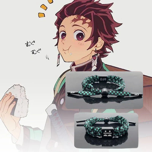 Tanjirou/Nezuko βραχιόλι κορδόνι παπούτσι πλεκτό σχοινί χειρός Ένα βραχιόλι κατάλληλο για δώρα