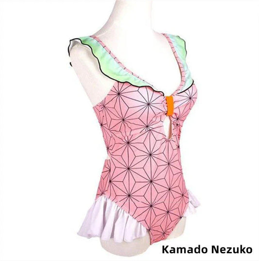 Nezuko/Tanjirou/Zenitsu/Inosuke Cosplay dejligt sexet kvinde bikini badetøj