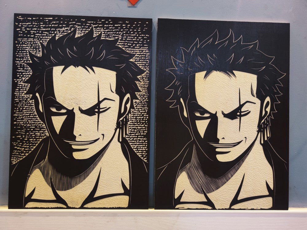 Roronoa Zoro Figuren geschnitzte Holzgemälde