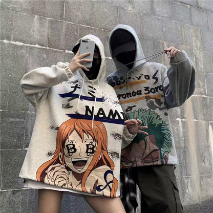 Zoro/Nami-figur modellerer smuk og cool tegneserie hættetrøje til par