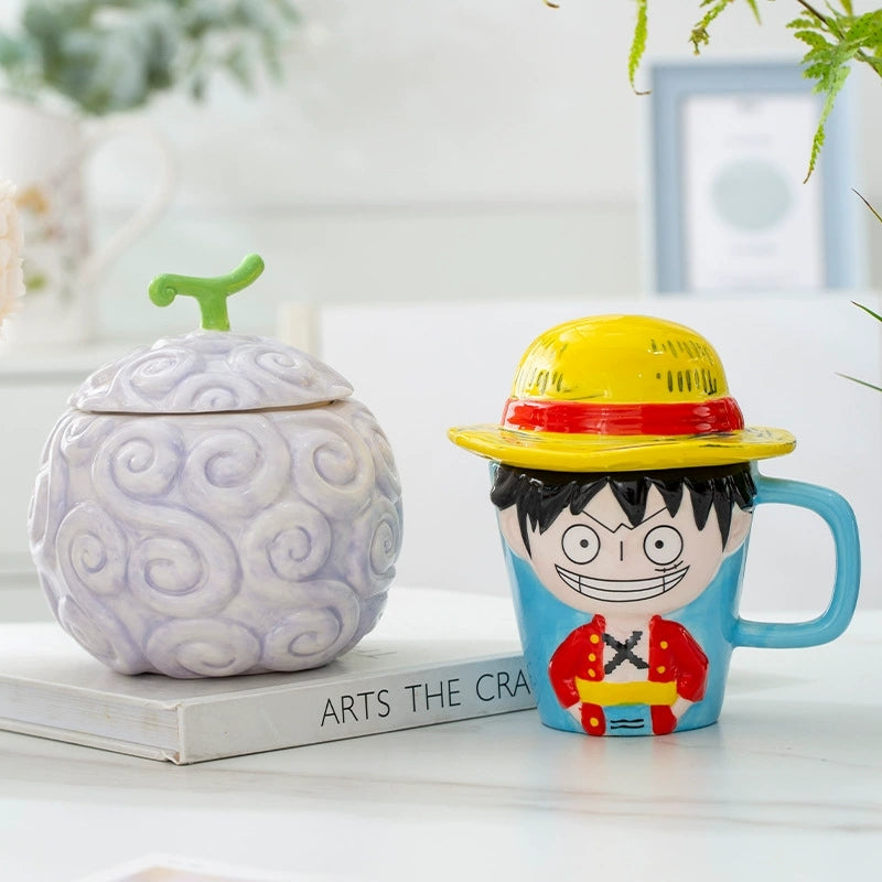 Luffy - tématický keramický pohár & Rubber Devil Fruit - tvarovaný popelník