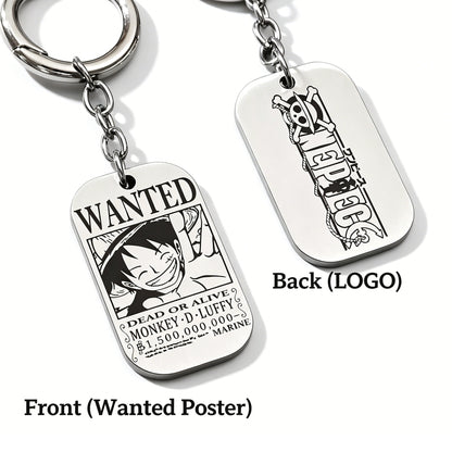ONE PIECE Luffy Wanted Keychain with Mini Knife | Anime Bounty Tag Gift Set