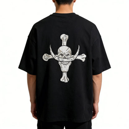 One Piece Whitebeard Edward Newgate Embroidered T-Shirt, Anime Oversized Cotton Tee