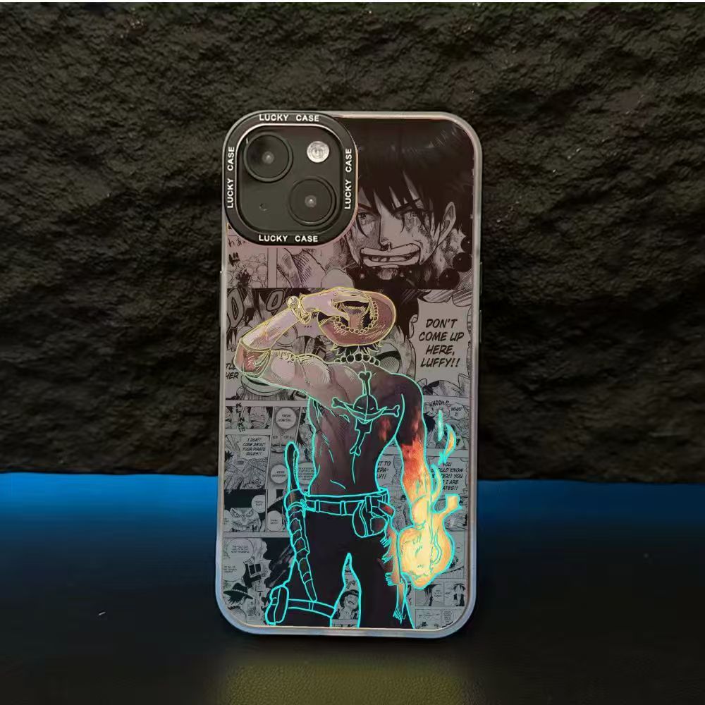 One Piece Portgas D. Ace Manga Print telefoncover, Neon Outline iPhone cover