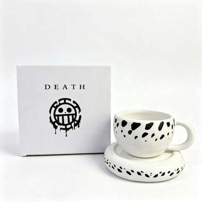 One Piece Trafalgar Law Hat Shaped Ceramic Mug, Anime Coffee Cup with Saucer