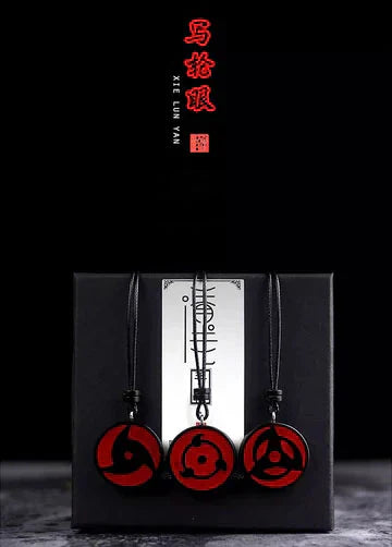 Ručně vyřezávaná sada přívěsků Sharingan Necklace z přírodního santalového dřeva