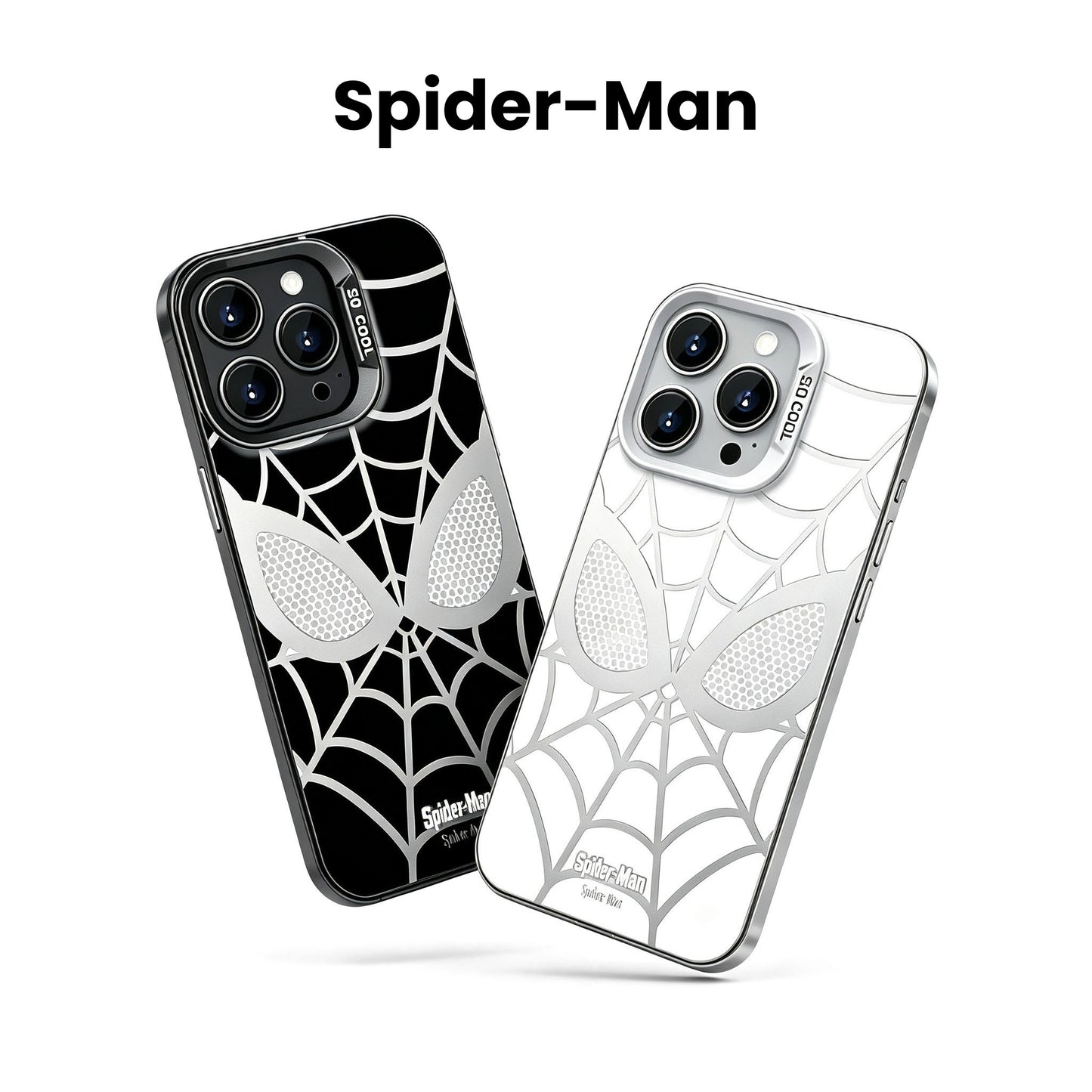 Marvel Spider-Man Mask Web Pattern Phone Case 2 Colors Glossy Anti-Fingerprint Camera Protective Slim Shockproof Comfort Grip Protective Cover For iPhone Series