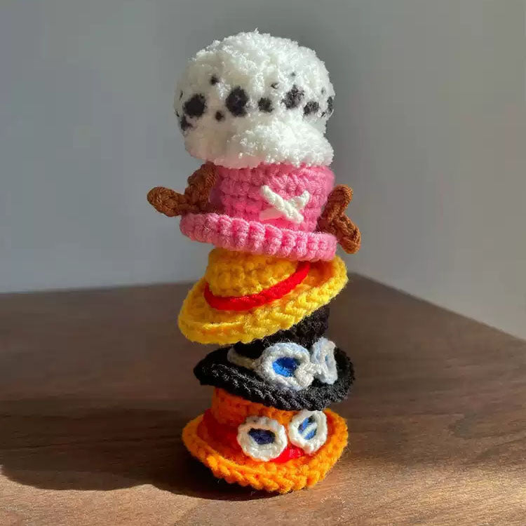 Téma Luffy/Ace/Sabo/Chopper Ručně vyráběné DIY pletené čepice – Ruční tvorba exkluzivních pirátských čepic