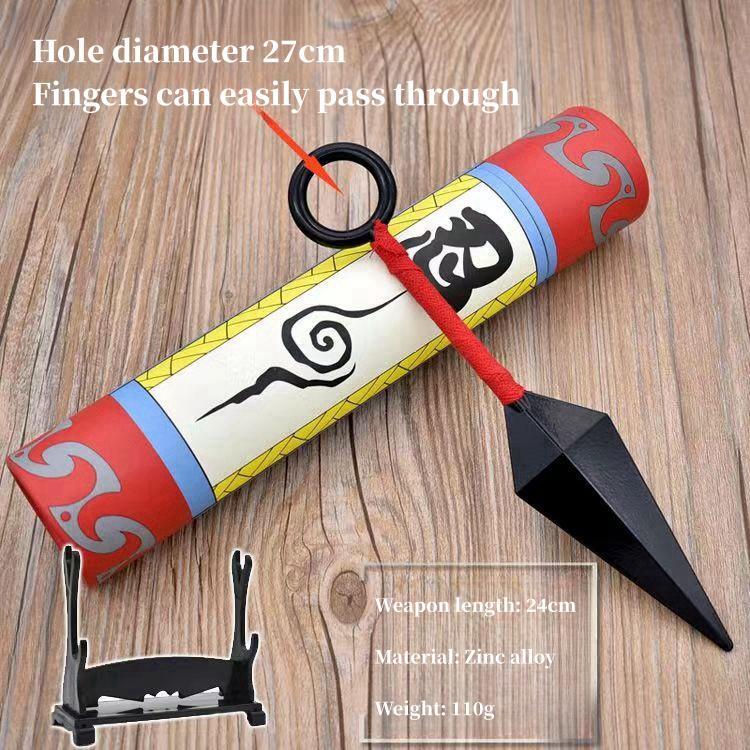 Naruto Uzumaki Ninja Kunai Cosplay Prop, Metal Kunai med rulleemballage