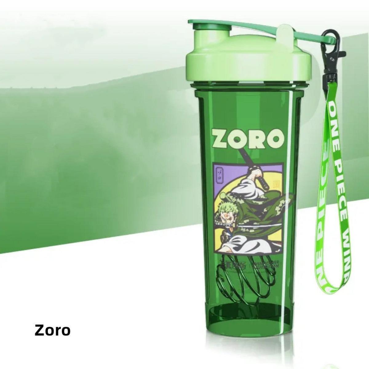 Botella coctelera con caja ciega de Luffy Zoro de One Piece, taza de agua de proteína de anime de 800 ml