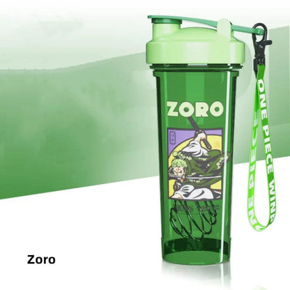 Botella coctelera con caja ciega de Luffy Zoro de One Piece, taza de agua de proteína de anime de 800 ml