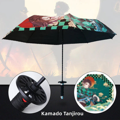 Kamado Tanjirou Regenschirm mit coolem Griff, der sich zusammenklappen lässt