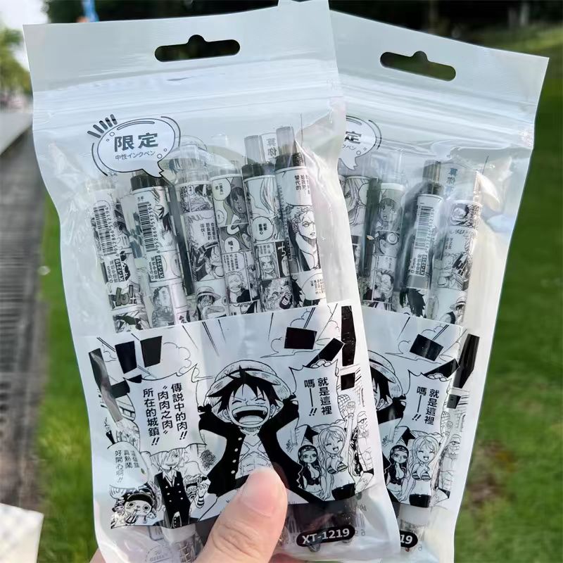 Luffy/Zoro Tryk den neutrale pen seks stykker med 0,5 mm sort pen