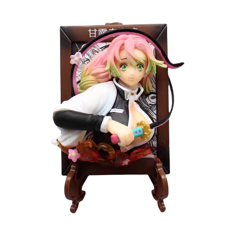 Demon Slayer Kyojuro Mitsuri Gyomei ramme buste figur, Anime Hashira fotoramme statue samleobjekt