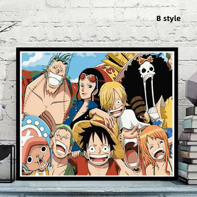 Luffy/Zoro/Nami hermosa pintura al óleo digital de doodle artesanal