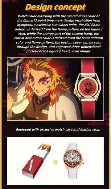 ساعة Rengoku Kyoujurou للرجال والنساء كوارتز متعددة الأغراض، مقاومة للماء حتى 100 متر