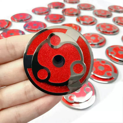 Naruto Uchiha Madara Spinning Mangekyo Sharingan Esmalte Pin, Broche de anime giratorio