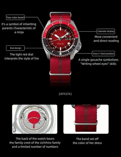 Uchiha Sarada Montre à quartz polyvalente pour hommes et femmes, montre étanche à 100 mètres
