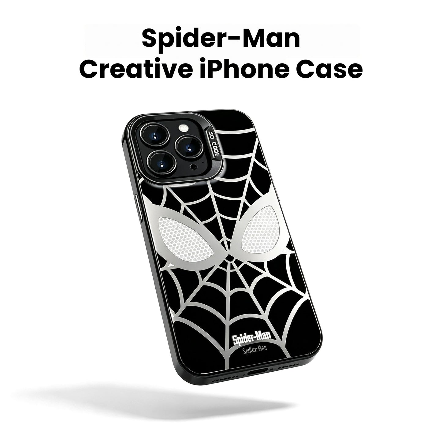 Marvel Spider-Man Mask Web Pattern Phone Case 2 Colors Glossy Anti-Fingerprint Camera Protective Slim Shockproof Comfort Grip Protective Cover For iPhone Series