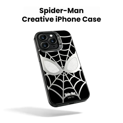 Marvel Spider-Man Mask Web Pattern Phone Case 2 Colors Glossy Anti-Fingerprint Camera Protective Slim Shockproof Comfort Grip Protective Cover For iPhone Series