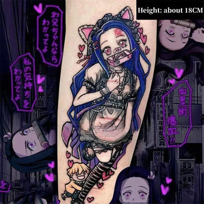 Tanjirou/Nezuko/Zenitsu/Inosuke colle une pâte de tatouage de bras de fleur imperméable à l'eau de cuisse