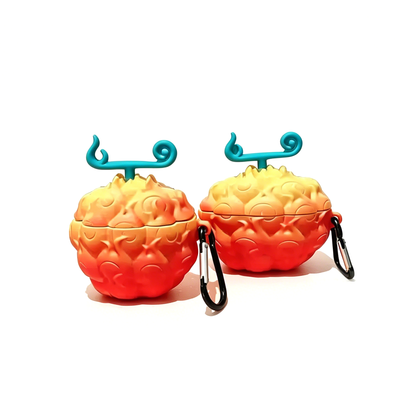 Yksiosainen Luffy Ace Devil Fruit AirPods -kotelo, 3D-silikonikuulokkeiden suojakuori avaimenperällä