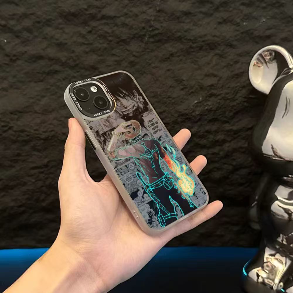 One Piece Portgas D. Ace Manga Print telefoncover, Neon Outline iPhone cover