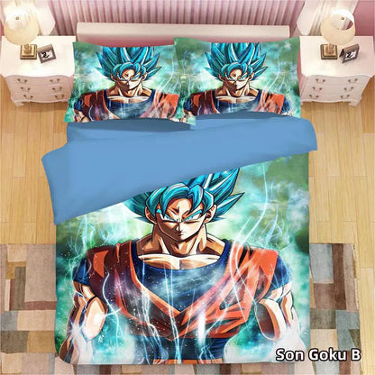 Ensemble de literie trois pièces en pur coton, imprimé de rôle Son Goku, beau dessin animé