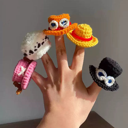 Téma Luffy/Ace/Sabo/Chopper Ručně vyráběné DIY pletené čepice – Ruční tvorba exkluzivních pirátských čepic