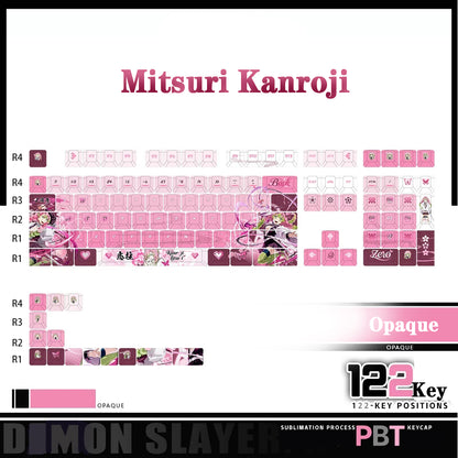 Demon Slayer Kanroji Mitsuri Keycaps 122 PBT Sublimation Keycap sæt til mekanisk tastatur med detaljeret skærm og mulighed for enkelt tastatur