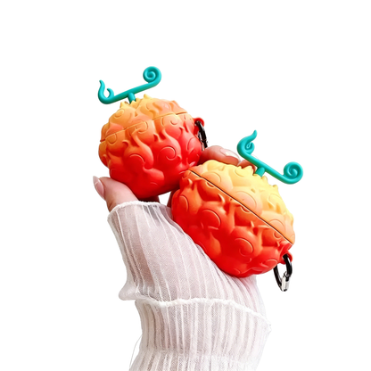 Yksiosainen Luffy Ace Devil Fruit AirPods -kotelo, 3D-silikonikuulokkeiden suojakuori avaimenperällä