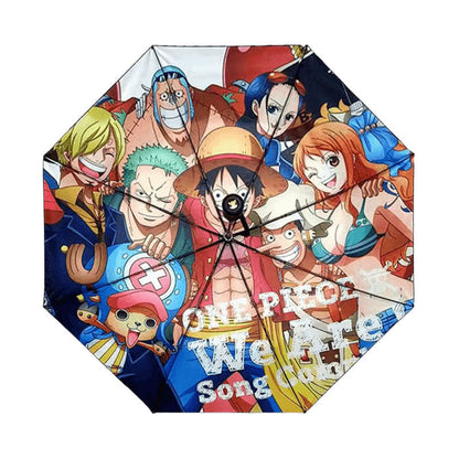 Luffy y otros personajes relacionados con la tendencia paraguas, sombrilla.