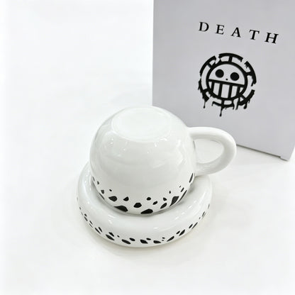 One Piece Trafalgar Law Hat Shaped Ceramic Mug, Anime Coffee Cup with Saucer