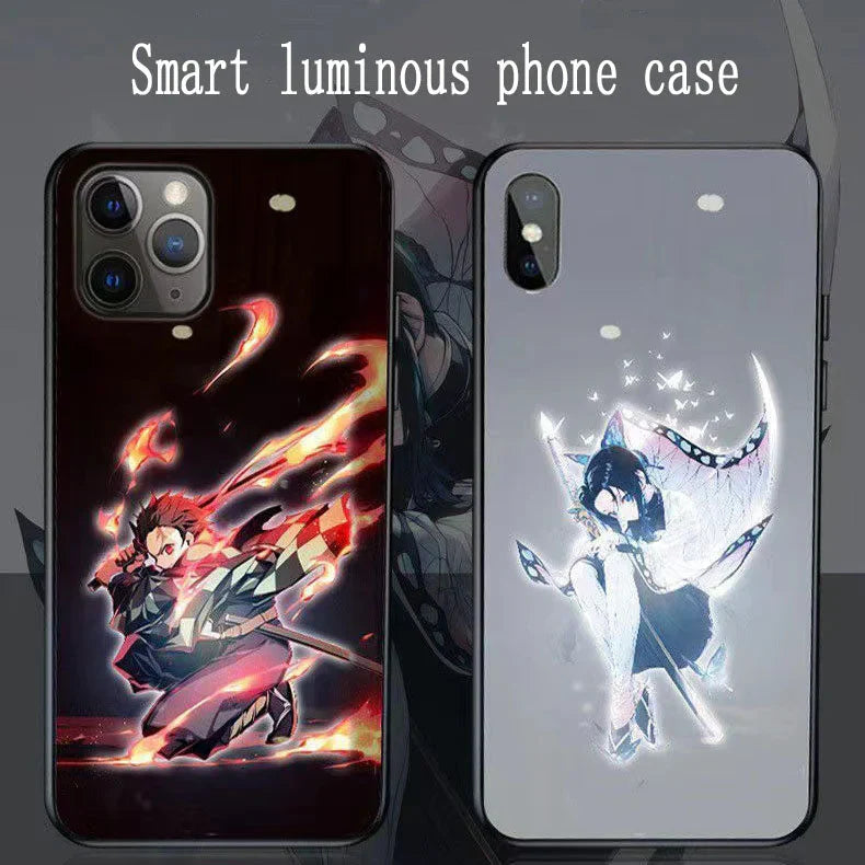 Tanjirou/Shinobu Luminous mobiltelefon taske Smart lysende kreativ mobiltelefon taske