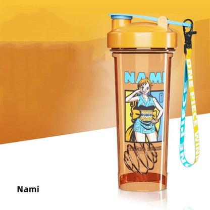 Botella coctelera con caja ciega de Luffy Zoro de One Piece, taza de agua de proteína de anime de 800 ml