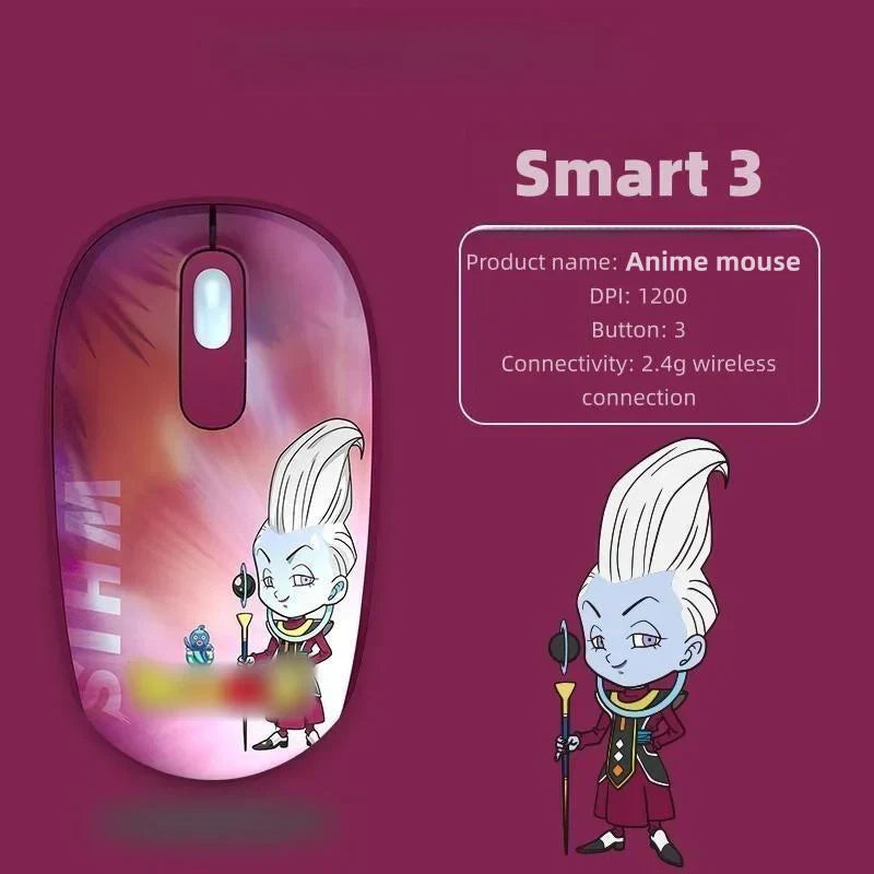 Souris sans fil Son Goku/Frieza/Whis/Beerus 2.4G pour jeux de bureau