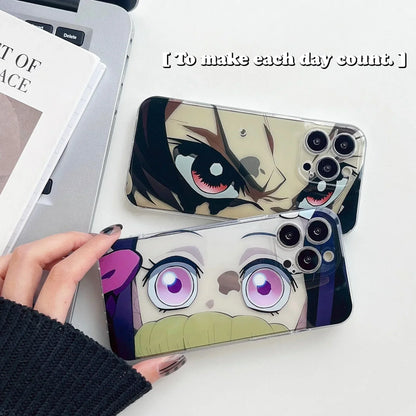 Nezuko/Tanjirou Apple silikonové pouzdro na telefon odolné proti nárazu