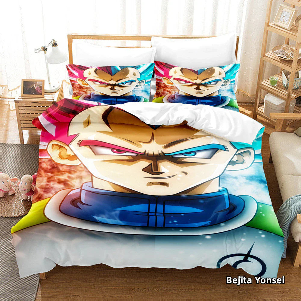 Ensemble de literie trois pièces en pur coton, imprimé de rôle Son Goku, beau dessin animé