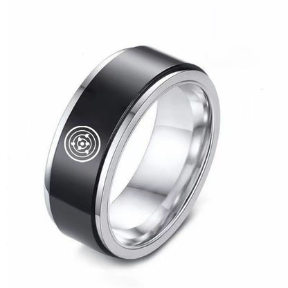 Anillo giratorio Naruto Sasuke Mangekyo Sharingan, anillo giratorio de acero de titanio de anime