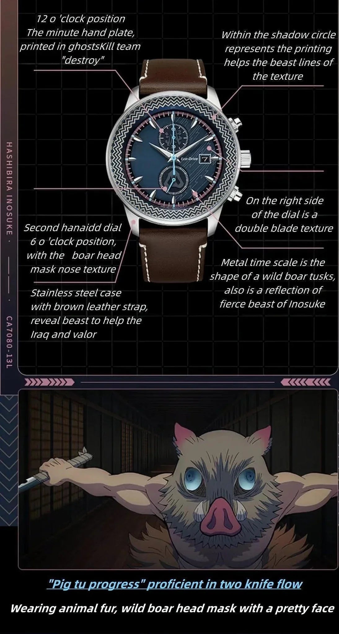 Hashibira Inosuke Herrenuhren, analoge Quarz-Sport-Unisex-Uhr, 100 m wasserdichte Uhren