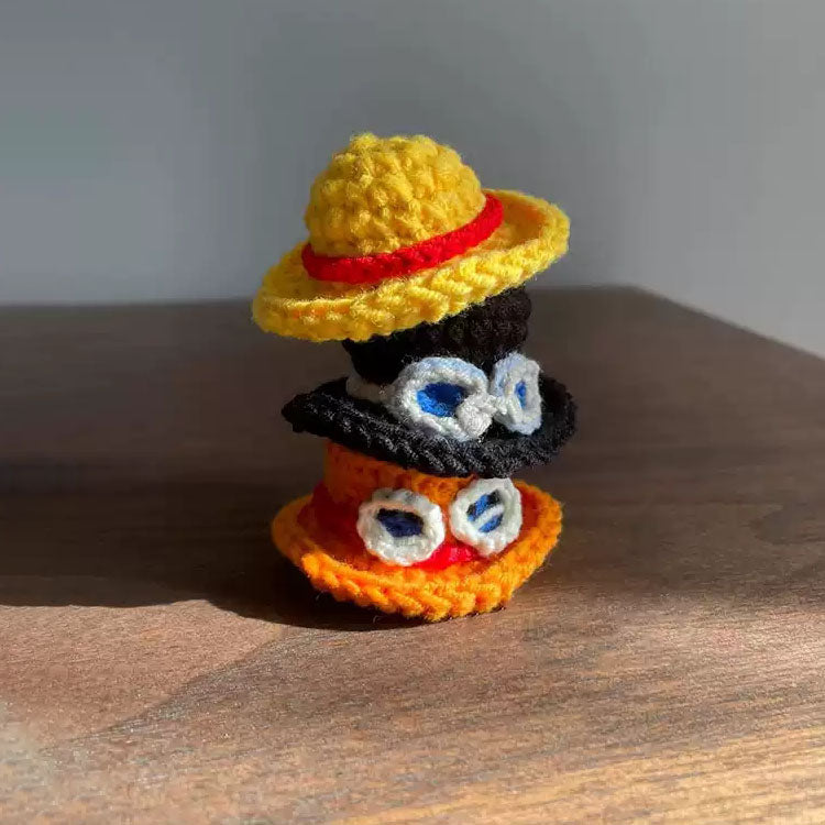 Téma Luffy/Ace/Sabo/Chopper Ručně vyráběné DIY pletené čepice – Ruční tvorba exkluzivních pirátských čepic
